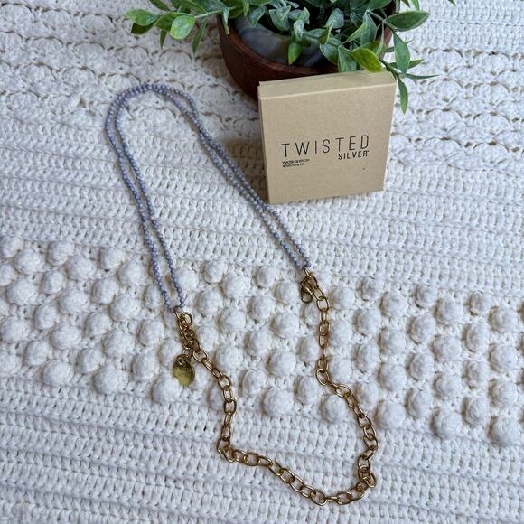 TWISTED SILVER Women's Artisan Boho Brass Bead Three Strand Necklace Adjustable - Picture 12 of 13